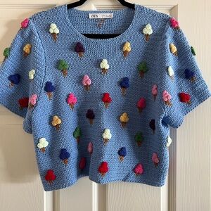 Zara Multicolor Ice Cream Knit Sweater